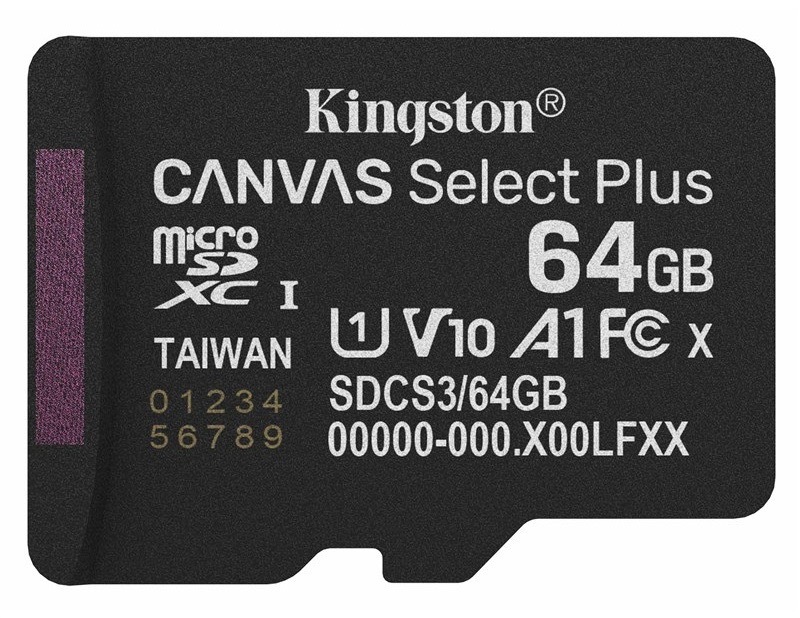 Paměťová karta Kingston Canvas Select Plus MicroSDXC 64GB UHS-I U1 (R100/W30) černá