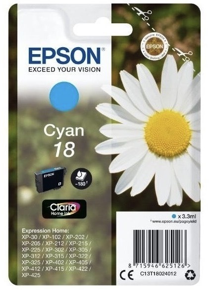 Inkoustová náplň Epson 18, 180 stran azurová
