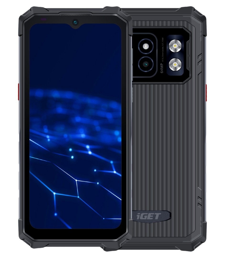 Mobilní telefon iGET T2 8 GB / 256 GB černý Mobilní telefon iGET T2 8 GB / 256 GB zepředu a zezadu