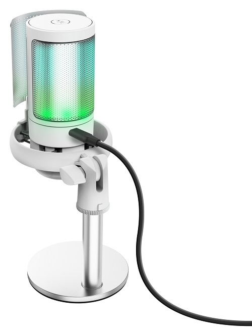 Mikrofon Trust GXT238 Auron, USB-C, RGB bílý Zelené podsvícení mikrofonu Trust GXT238 Auron