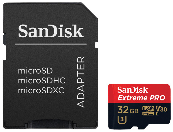 Paměťová karta SANDISK Micro SDHC Extreme Pro 32GB UHS-I U3 (100R/90W) + adaptér černá