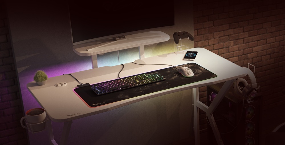 Herní stůl Genesis HOLM 320 RGB bílý Genesis HOLM 320 RGB (NDS-1802)
