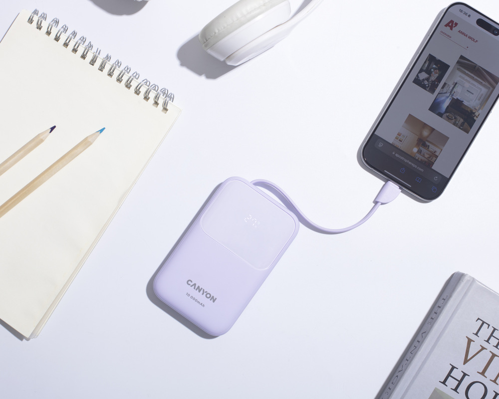 Powerbanka Canyon OnPower 101 PD22,5W 10 000 mAh fialová Powerbanka Canyon OnPower 101 PD22,5W 10 000 mAh fialová