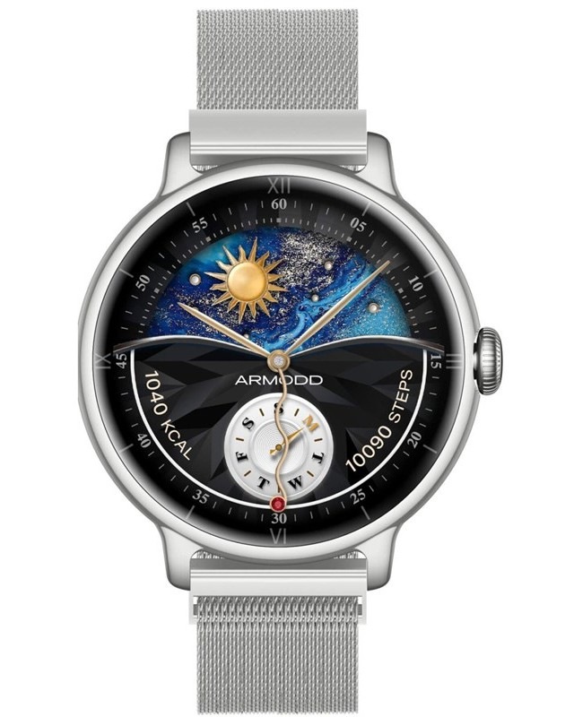Chytré hodinky ARMODD Candywatch 5 GPS s kovovým řemínkem + silikonový řemínek, stříbrná barva.