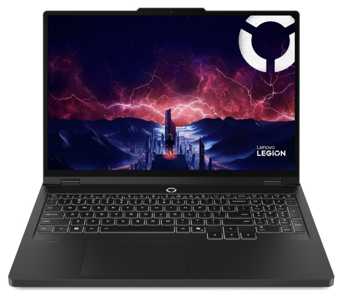 Čelní pohled na notebook Lenovo Legion Pro 5 16IAX10H s otevřeným 16" OLED displejem
