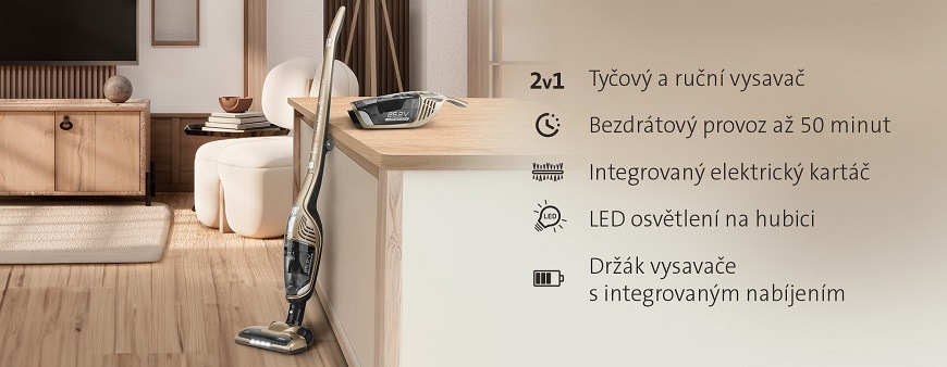Tyčový vysavač ETA Moneto II 7453 90000 Tyčový vysavač ETA Moneto II 7453 90000, rukojeť