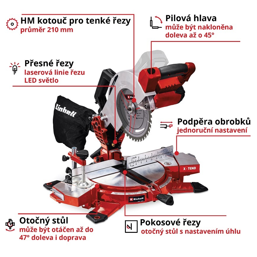 Pila pokosová Einhell TE-MS 18/210 Li (bez baterie) 4300890