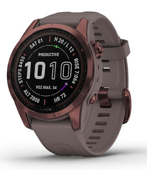 Chytré hodinky Garmin fenix 7S Sapphire Solar - Titan Dark Bronze/Gray Silicone Band