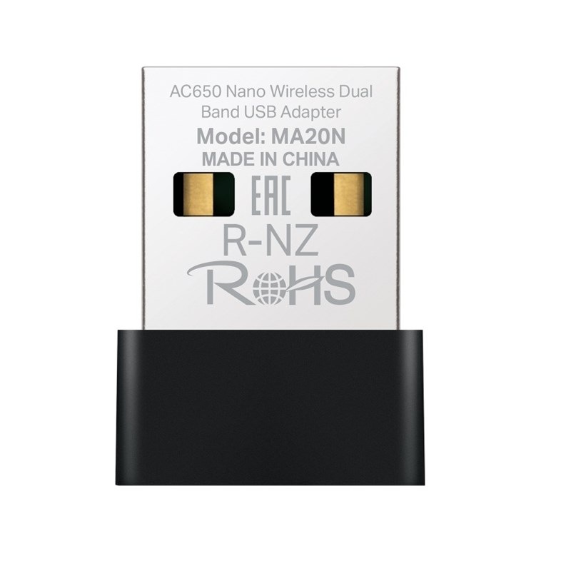 Wi-Fi adaptér Mercusys MA20N, AC650 Nano, USB černý