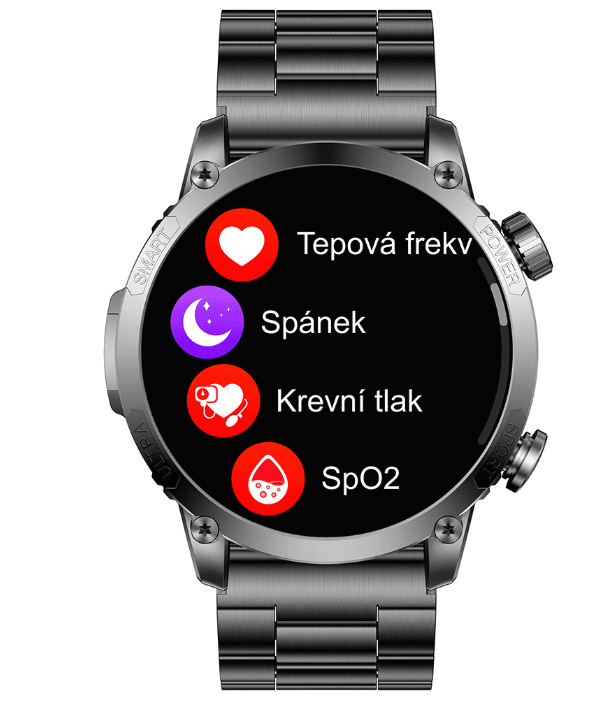 Chytré hodinky ARMODD Silentwatch 7 Pro GPS s kovovým řemínkem + silikonový řemínek černé