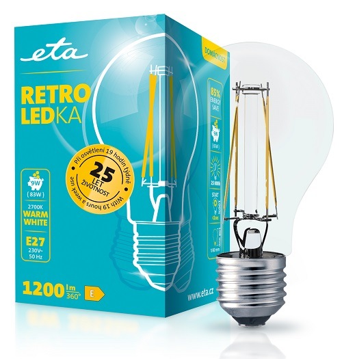 žárovka ETAA60W9WWF01, retro