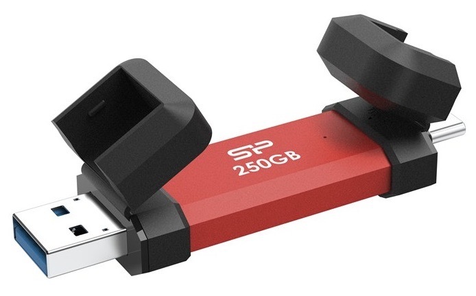 Flash disk Silicon Power s kapacitou 250 GB, červená barva