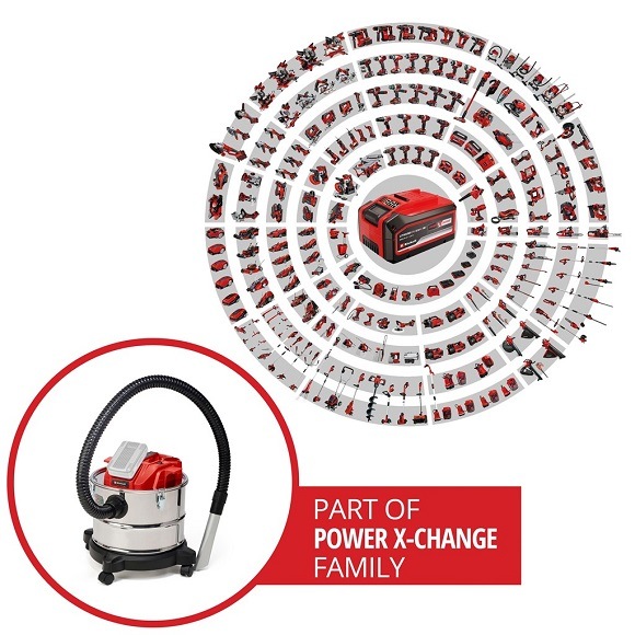 Vysavač na popel Einhell Power X-Change TE-AV 18/15 Li C-Solo (bez baterie) 2351700 nerez Vysavač na popel Einhell Power X-Change TE-AV 18/15 Li C-Solo (bez baterie) 2351700 nerez