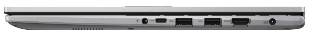 Pravá strana notebooku ASUS Vivobook 15 se zobrazenými USB porty, HDMI výstupem a audio konektorem
