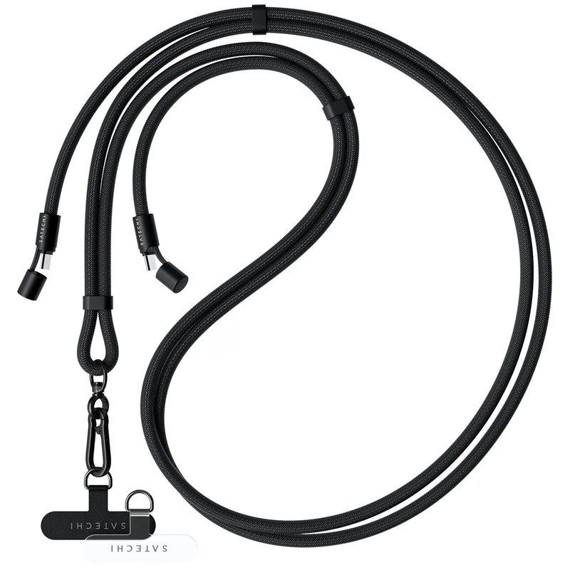 Popruh na krk Satechi s integrovaným USB-C kabelem, černá barva