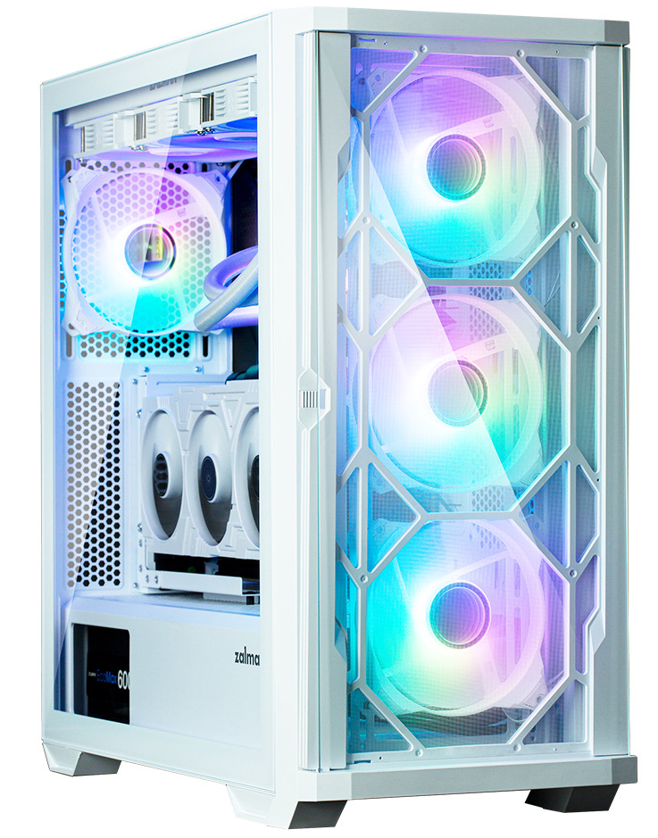 Počítačová skříň Zalman Z10 Duo s barevnými ventilátory, bílá barva