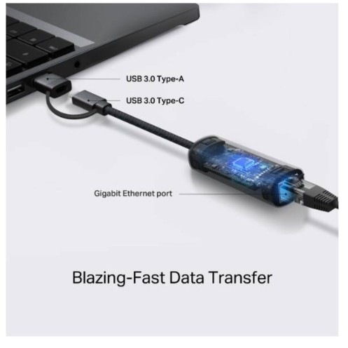 Síťová karta TP-Link UE310C, USB-C/RJ45 černá TP-Link UE310C podporuje rychlost až 2,5 Gb/s