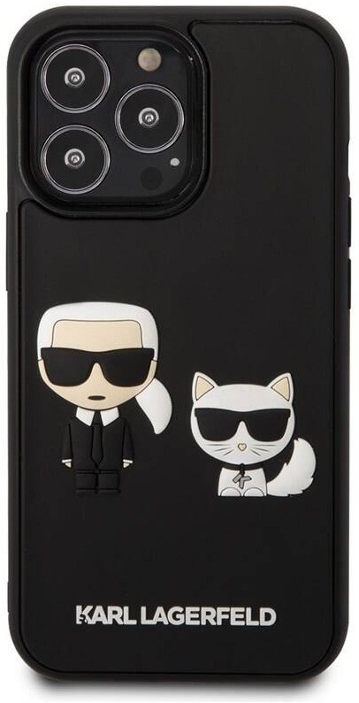Kryt na mobil Karl Lagerfeld and Choupette 3D na Apple iPhone 13 Pro černý