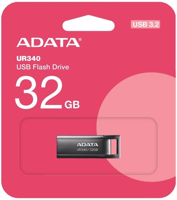 ADATA UR340 USB flash disk 32GB v kovovém provedení s bezkrytovým designem a USB 3.2 rozhraním