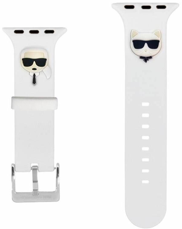 Řemínek Karl Lagerfeld Karl and Choupette na Apple Watch 38/40/41mm bílý
