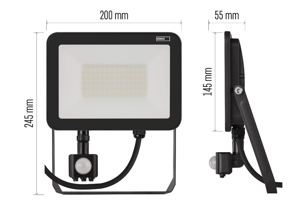 Reflektor EMOS INOVO 50W 5500LM PIR IP65 NW černý Reflektor EMOS INOVO 50W 5500LM PIR IP65 NW - černý
