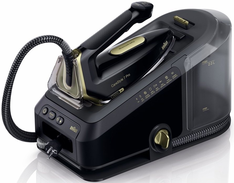 Žehlicí systém Braun CareStyle 7 IS7298CP černý Horní pohled na žehličku Braun CareStyle 7 Pro s ovládáním iMode a režimem Eco