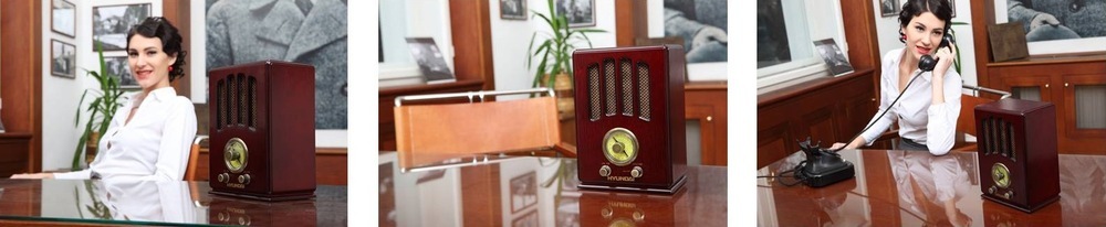 Radiopřijímač Hyundai Retro RA 104 dřevo Radiopřijímač Hyundai Retro RA 104