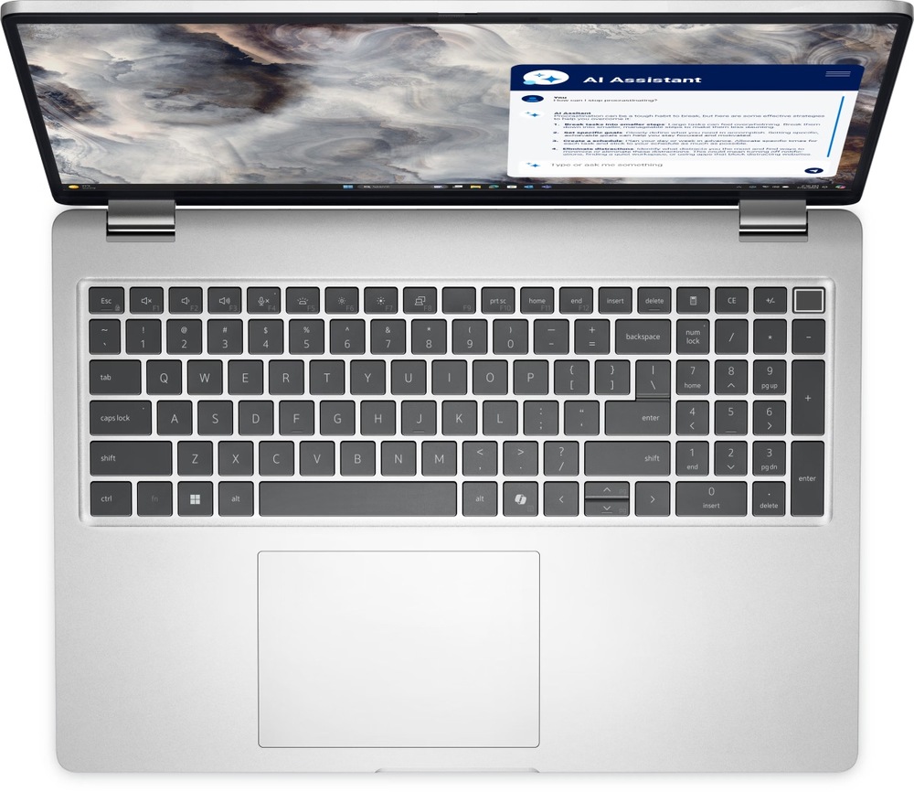 Notebook Dell Pro 16 Plus PB16250 stříbrný Detail klávesnice notebooku Dell Pro 16 Plus PB16250