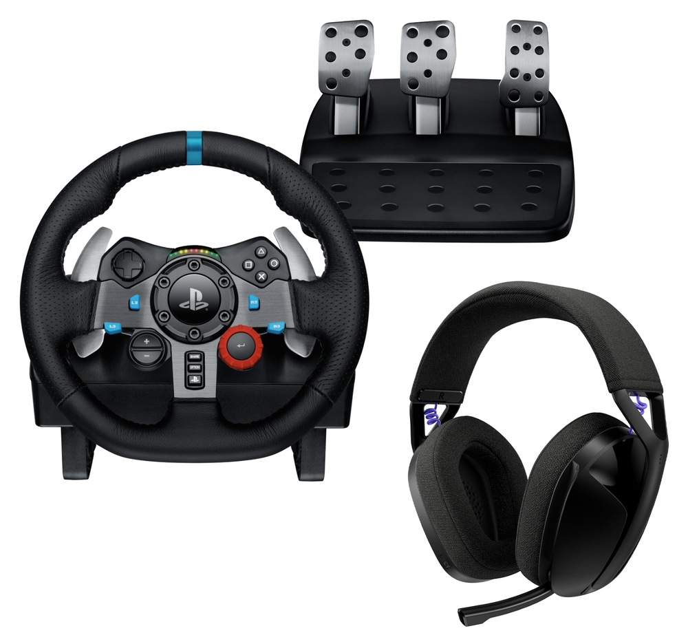 Sada volantu s pedály Logitech G29 Driving Force pro PS5/PS4 a headsetu Logitech G321 Lightspeed