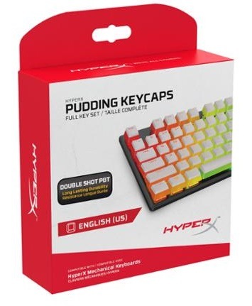 Klávesy HyperX Pudding Keycaps Full Key Set, PBT, US bílé