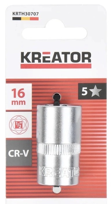 Nástrčná hlavice Kreator s rozměrem 16 mm, kvalitní ocel