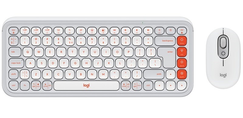 Klávesnice s myší Logitech POP ICON, US layout bílá