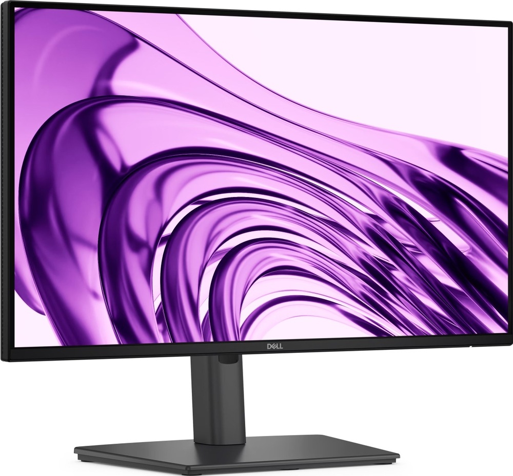 Černý 21,5" monitor Dell Pro P2226H zepředu s tenkými rámečky a středovým stojanem.