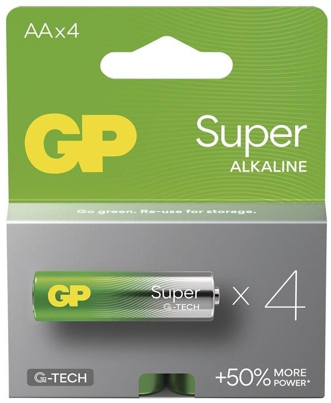 Baterie alkalická GP Super AA (LR6), 4 ks