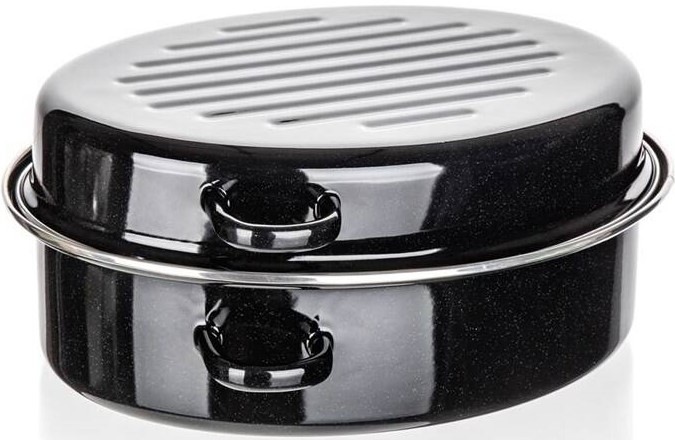 Pekáč BANQUET Culinaria Black 38 cm, 2 díly, smalt, oválný černý