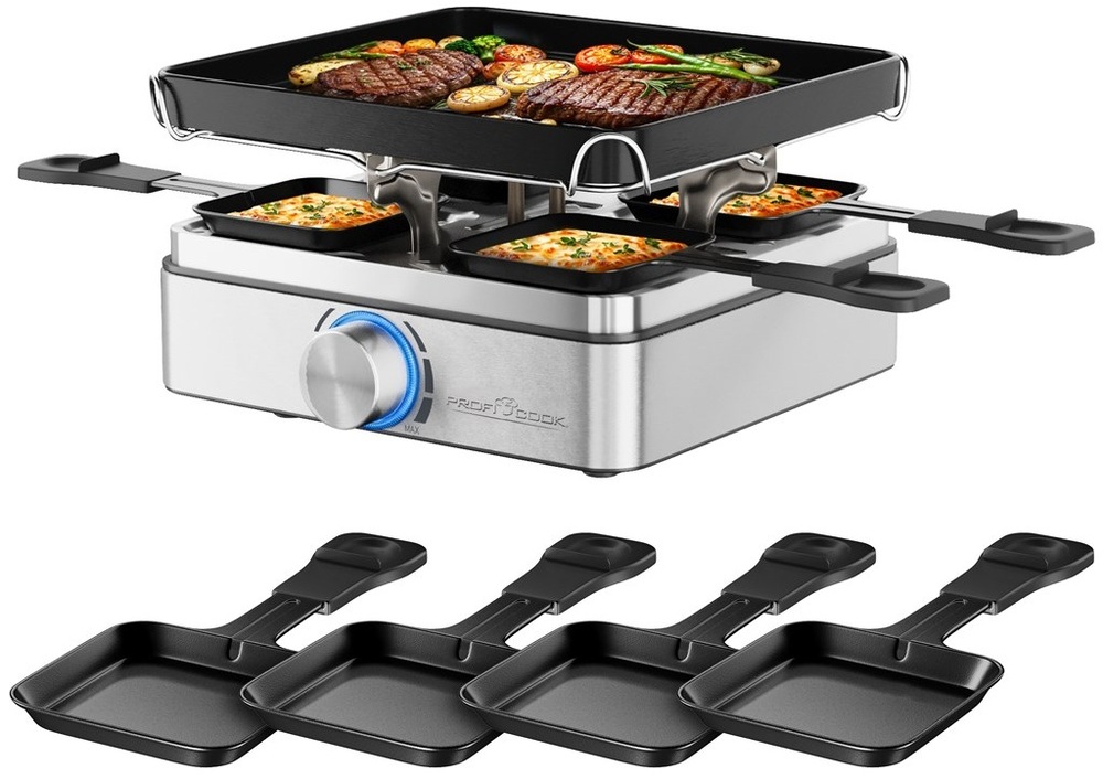 Gril Profi Cook RG 1301 nerez Gril ProfiCook RG 1301 s grilujícími se potravinami