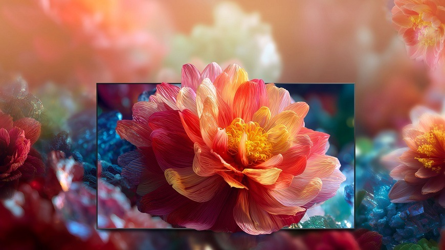 Televize Hisense 32A5S barevná květina vystupuje z obrazu televize Hisense 32A5S