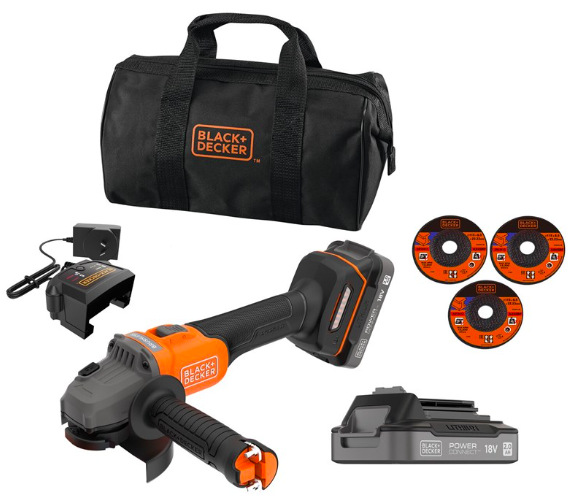 Úhlová bruska Black-Decker BCG6L8D2S-QW (s baterií)