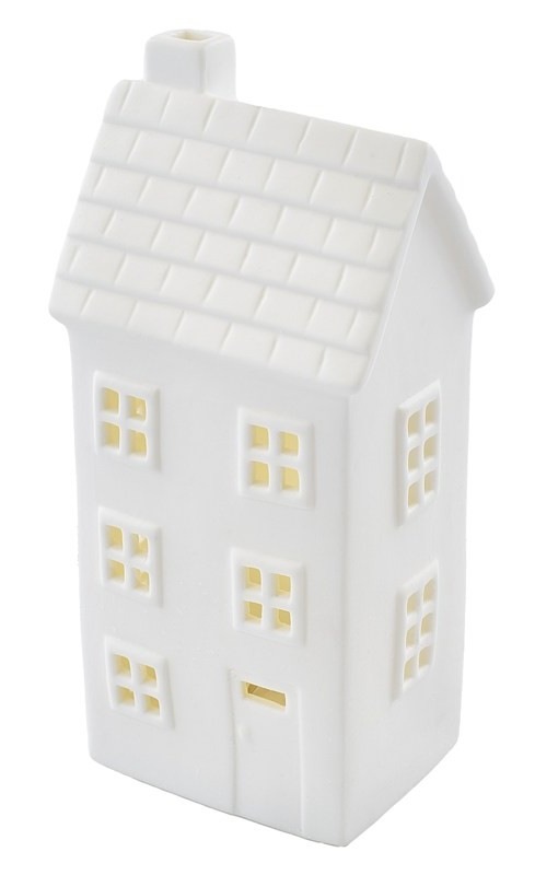 LED dekorace EMOS keramický domeček, 16 cm, 1LED, vnitřní, teplá bílá, časovač