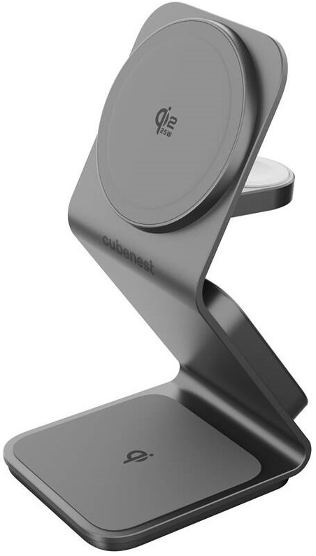 Bezdrátová nabíječka Cubenest SQ314 Qi2.2 3v1 s MagSafe šedá