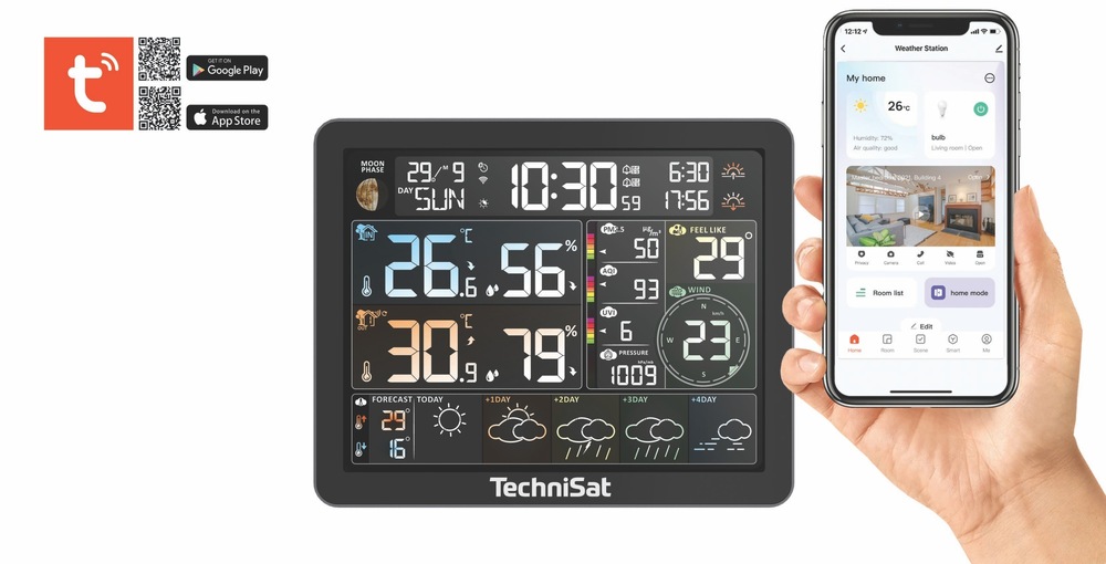 Meteorologická stanice Technisat IMETEO 800 černá Meteostanice Technisat IMETEO 800 Tuya s mobilní aplikací