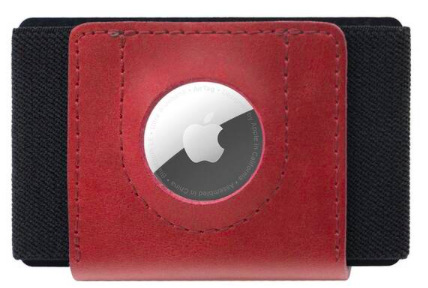 Peněženka FIXED Tiny Wallet pro AirTag z pravé hovězí kůže červená