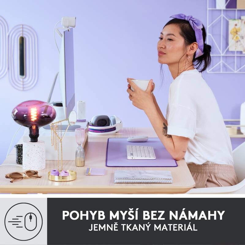 Podložka pod klávesnici a myš Logitech Desk Mat Studio Series. 30 x 70 cm fialová
