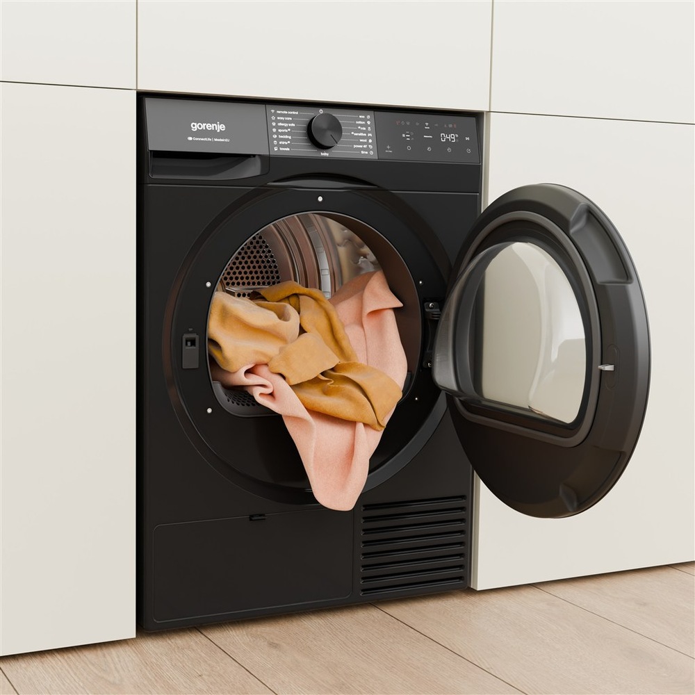 Sušička prádla Gorenje G400 DG48DB NatureDry černá Sušička Gorenje DG48DB NatureDry otevřená dvířka