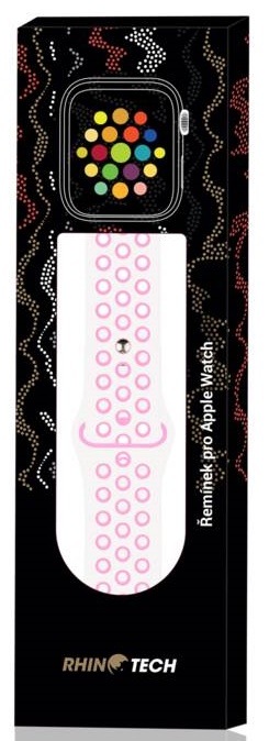 Řemínek RhinoTech na Apple Watch 42/44/45/49 mm bílý/růžový Řemínek RhinoTech na Apple Watch 42/44/45/49 mm bílý/růžový