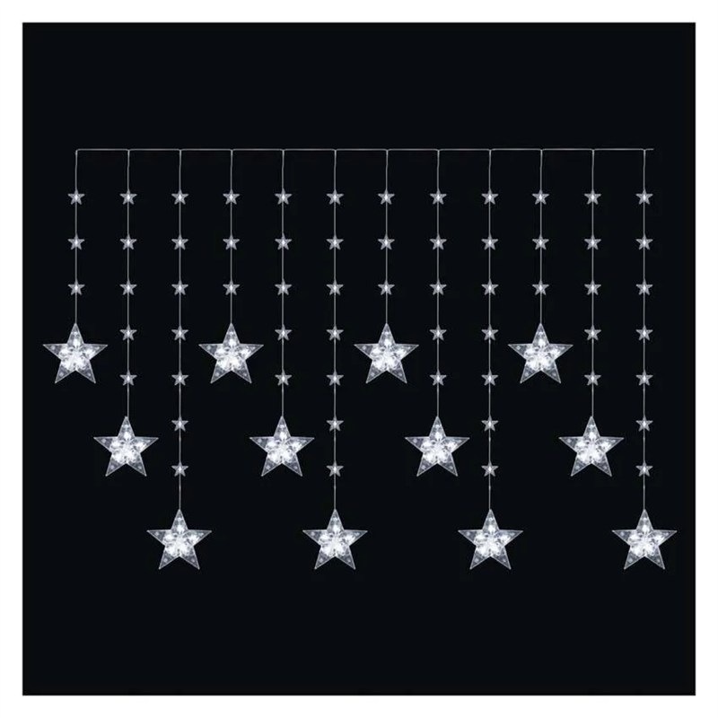 LED řetěz EMOS 120 WINDOW STARS, 3AA, IP44, CW průhledný