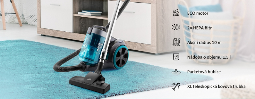 Podlahový vysavač ETA Stellar 1221 90000 černý/modrý