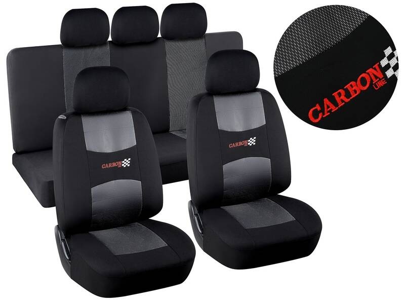 Potahy sedadel Compass CARBON DARK černé AIRBAG 9ks Potahy sedadel Compass CARBON DARK černé AIRBAG 9ks