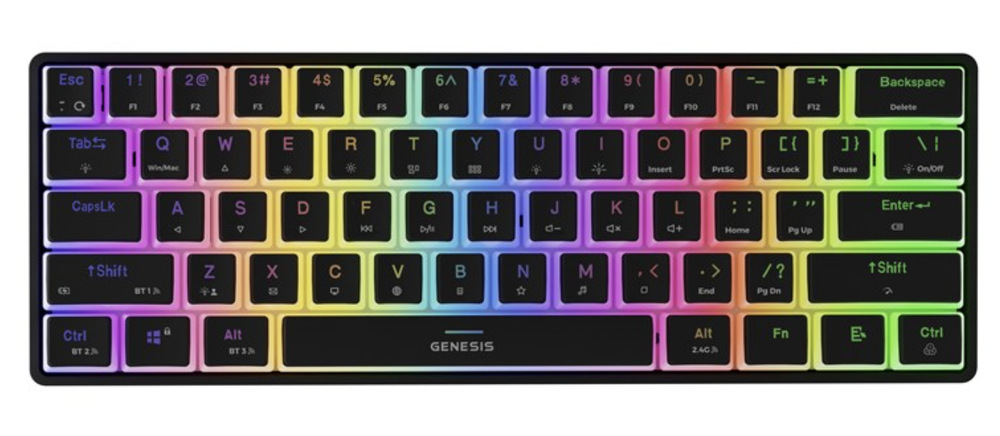 Klávesnice Genesis THOR 660 G2, RGB, Bluetooth, Gateron Red, US layout černá