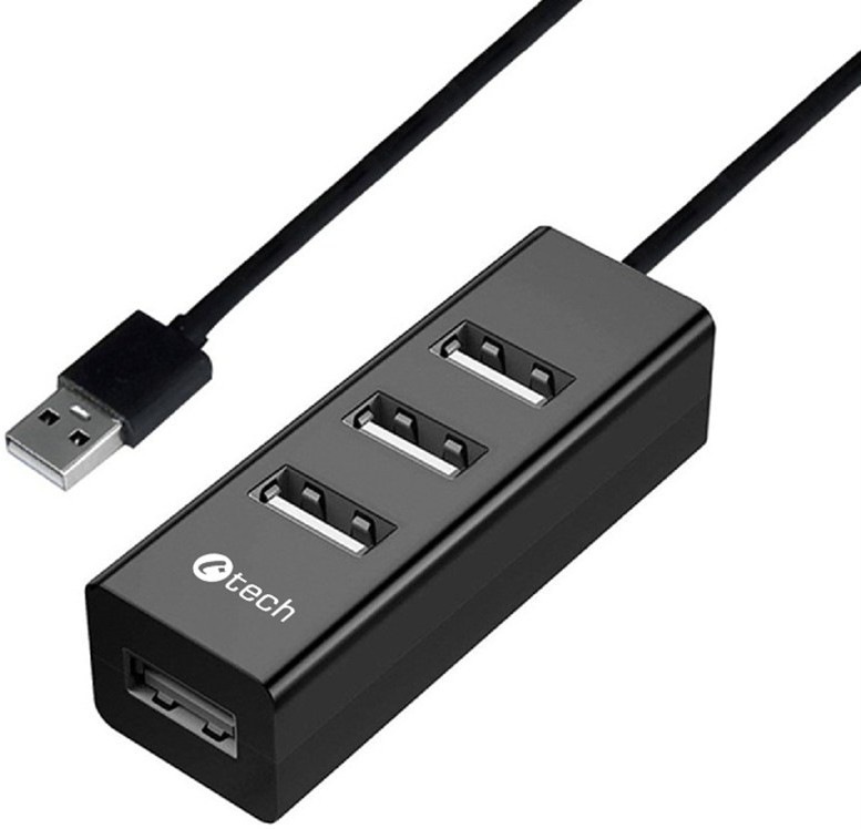 USB Hub C-Tech 4x USB 2.0 - černý